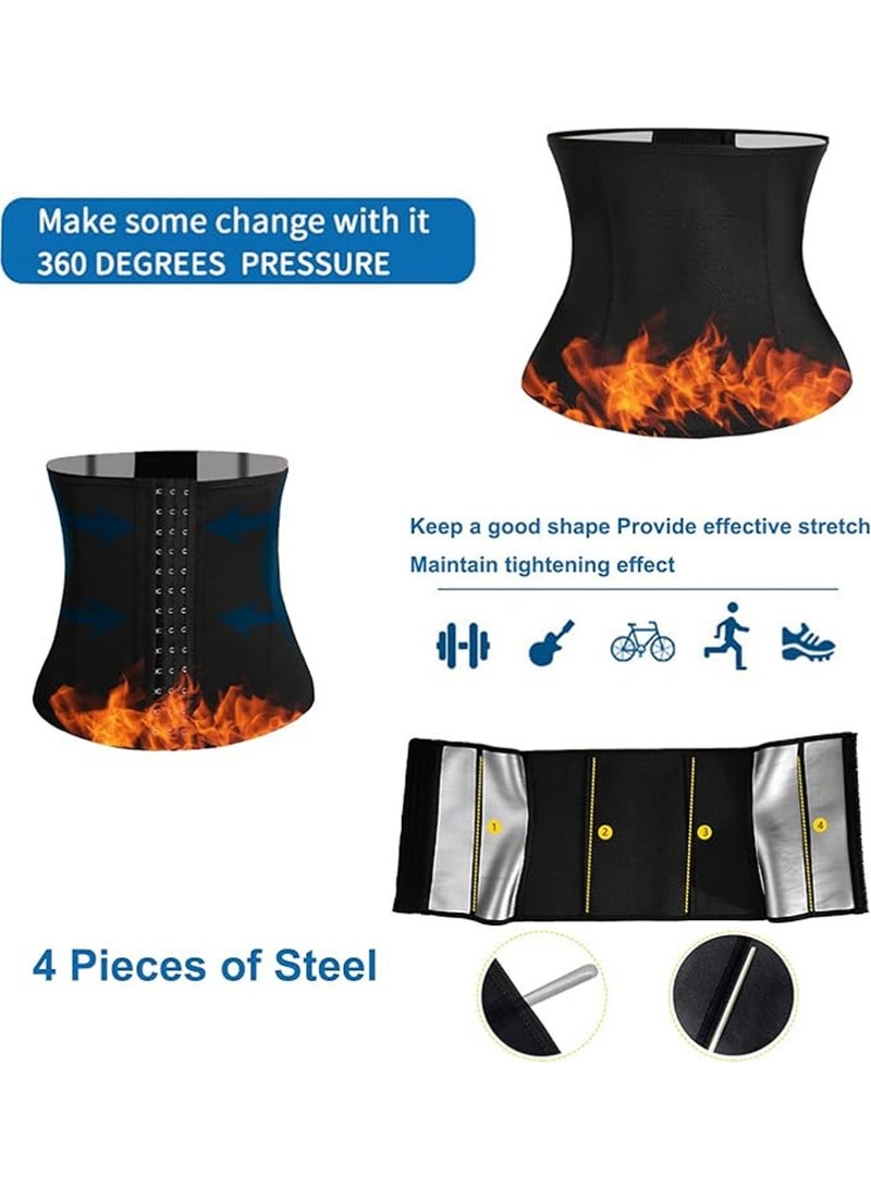 يوجي مدرب الخصر للمرأة ثلاثي الحزام تشكيل الجسم مدرب الخصر كورسيت مع سحاب و 3 صفوف إغلاق، حمام الساونا تدريب الحزام المقطع كورسيت تحت الصدر البطن التحكم الساعة التخسيس البطن تشكيل الجسم (م) - Image 5